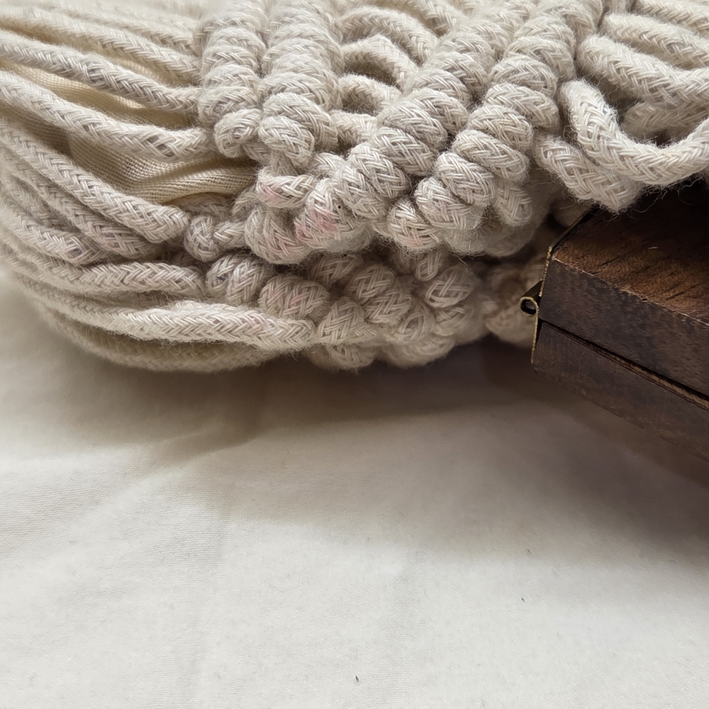 Boho Macramé Woven Clutch | Wooden Frame Coastal Summer Bag - Picture 4 of 7